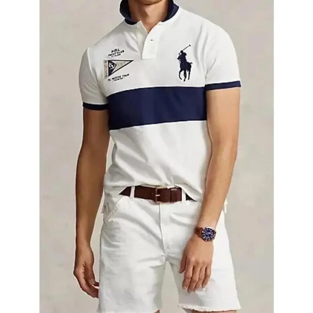 $168 POLO RALPH LAUREN Mesh Mens Polo Shirt P.R.L. Yacht Club logo Big&Tall 4XLT